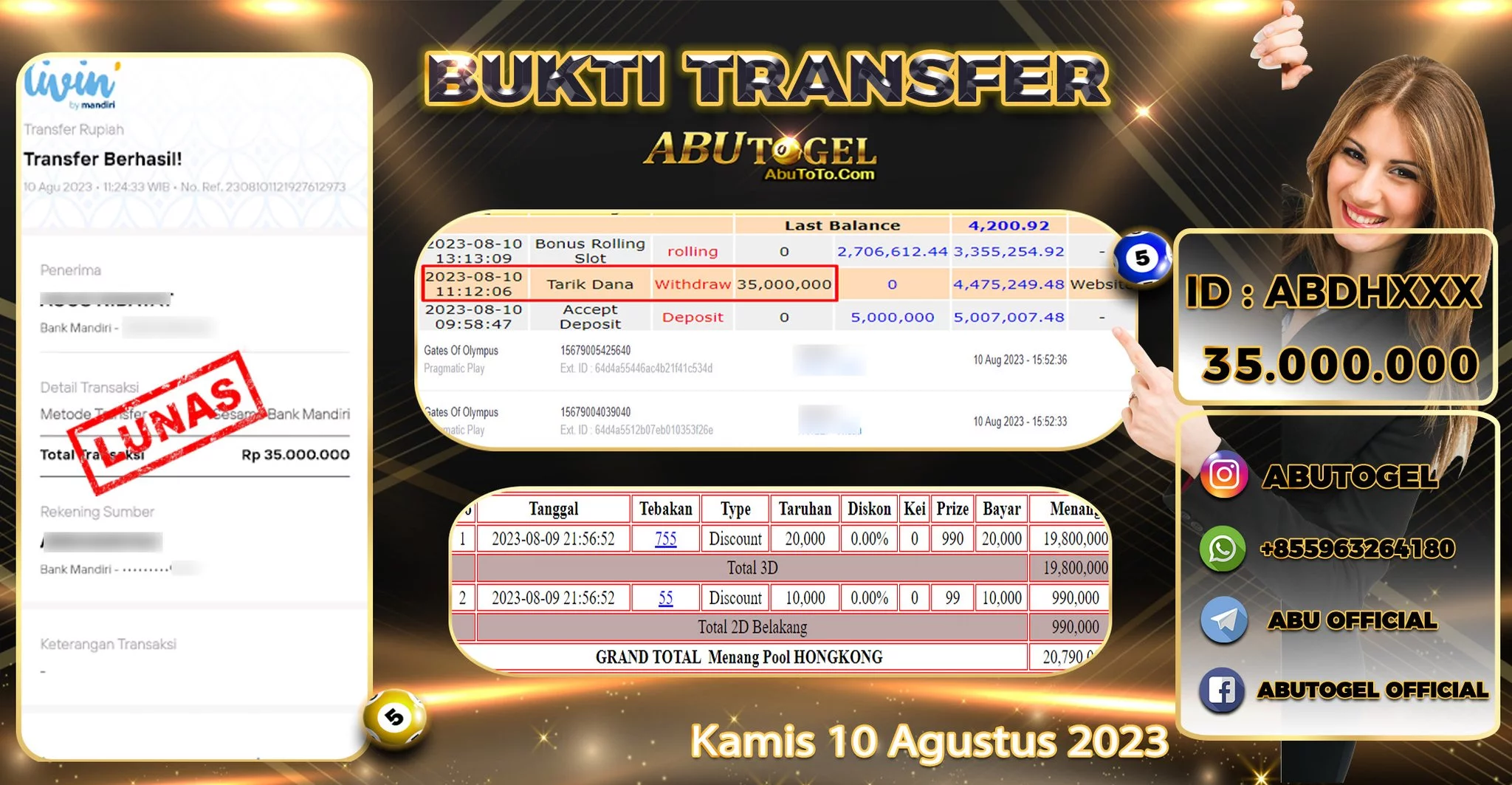 Bukti Jackpot Togel Online Abu Togel Kamis 10 Agustus 2023 Bukti Jackpot Togel Online Abu Togel Kamis 10 Agustus 2023